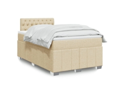 Vidaxl Cama Boxspring Com Colchão 120x190 Cm Tecido Cor Creme