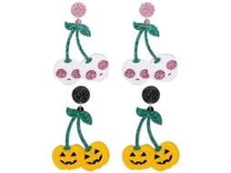 2026 pendientes de Clip de Aleación Con Diseño Creativo de Calabaza Y Esqueleto para Niñas