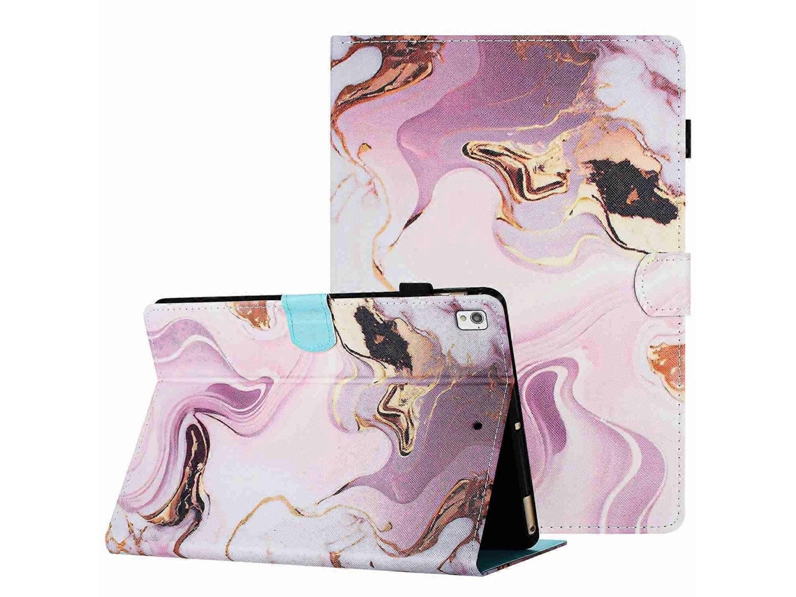 Capa de couro para tablet Webake com padrão de mármore e costura