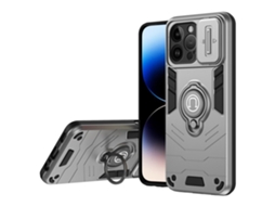 Suporte Casa Anel Para Iphone 14 Pro Pele Sintética Cinzento