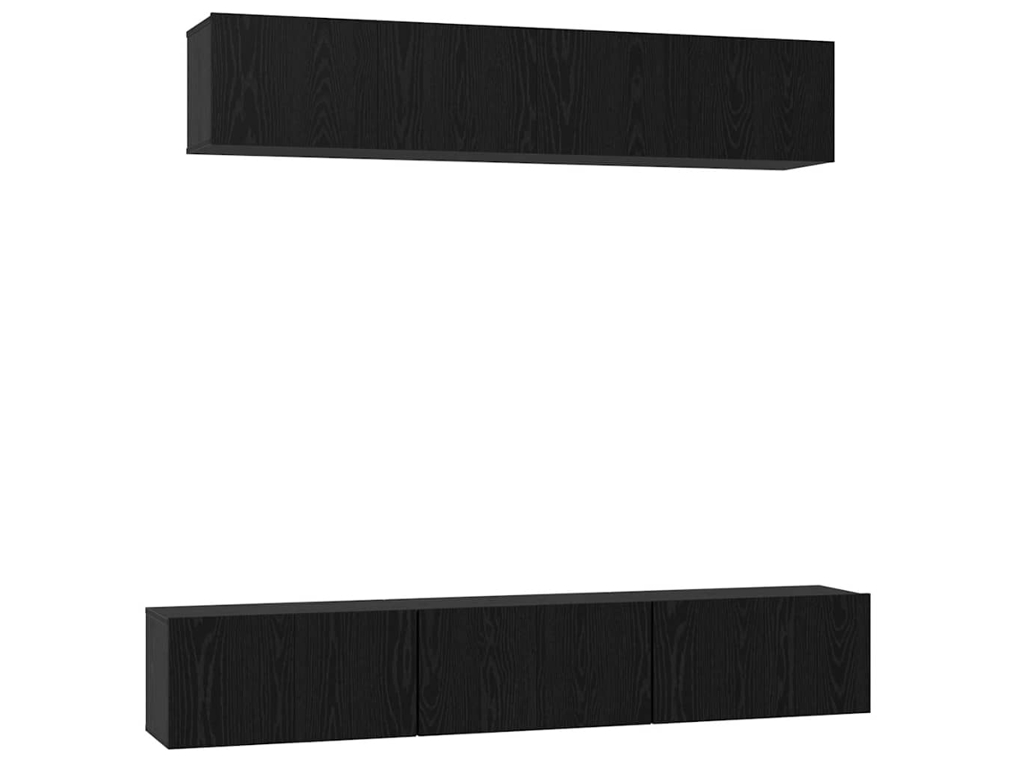 Conjunto Móvel TV MAISON EXCLUSIVE 6 Peças Carvalho Preto Madeira Processada