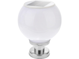 Luminária De Cerca Movida A Energia Solar Em Aço Inoxidável E Acrílico, Lâmpada Globo Led Branca, Luminária De Chão