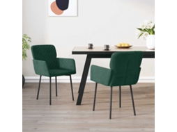 Vidaxl Cadeiras De Jantar 2 Pcs Veludo Verde-escuro