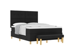 Cama Box com Cabeceira Preto 200 X 140 Cm Tecido MAISON EXCLUSIVE
