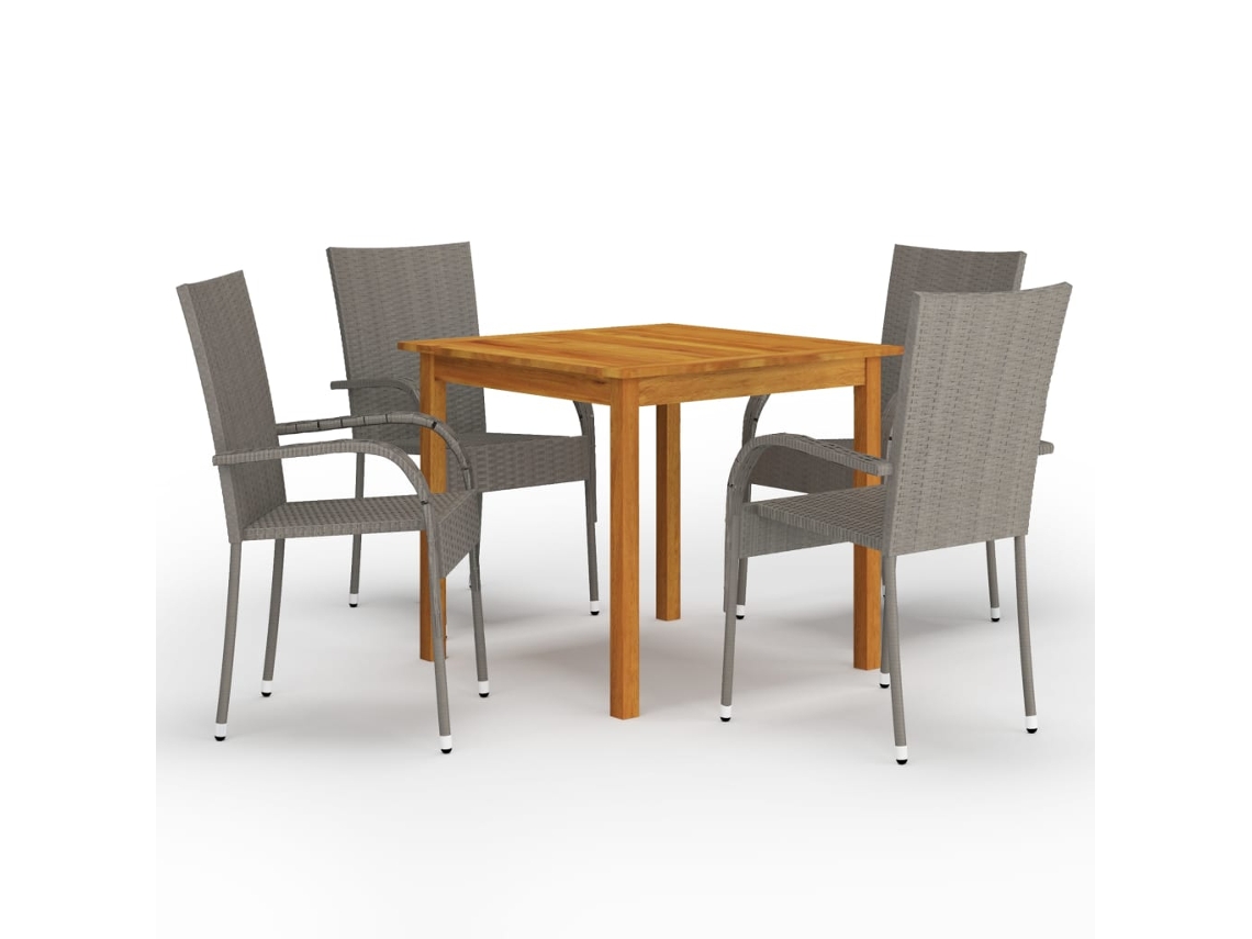 Vidaxl 5 Pcs Conjunto De Jantar Para Jardim Cinzento