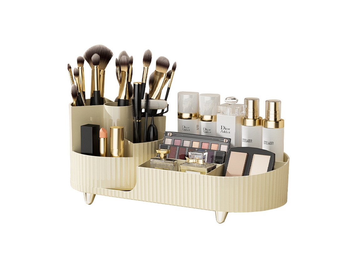 Organizador Branco Creme Giratório 360° C/ Compartimentos P/ Banheiro ZYBLSSBB