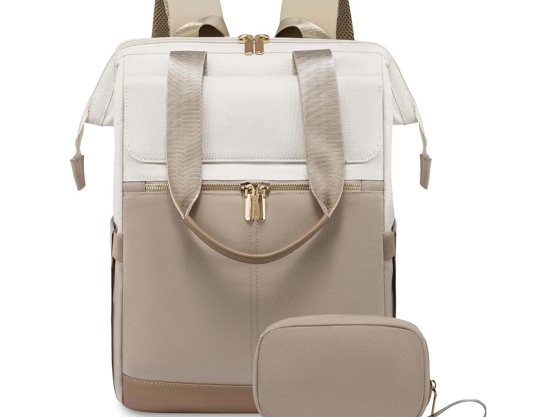 Mochila Feminina para Laptop de 15 Polegadas de Viagem Impermeável, Bolsa Grande marrom AQUAFORGE