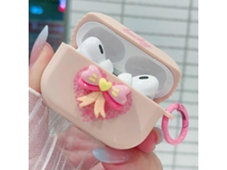 Capa protetora para fone de ouvido Bluetooth com laço 3D em formato de coração GIECY