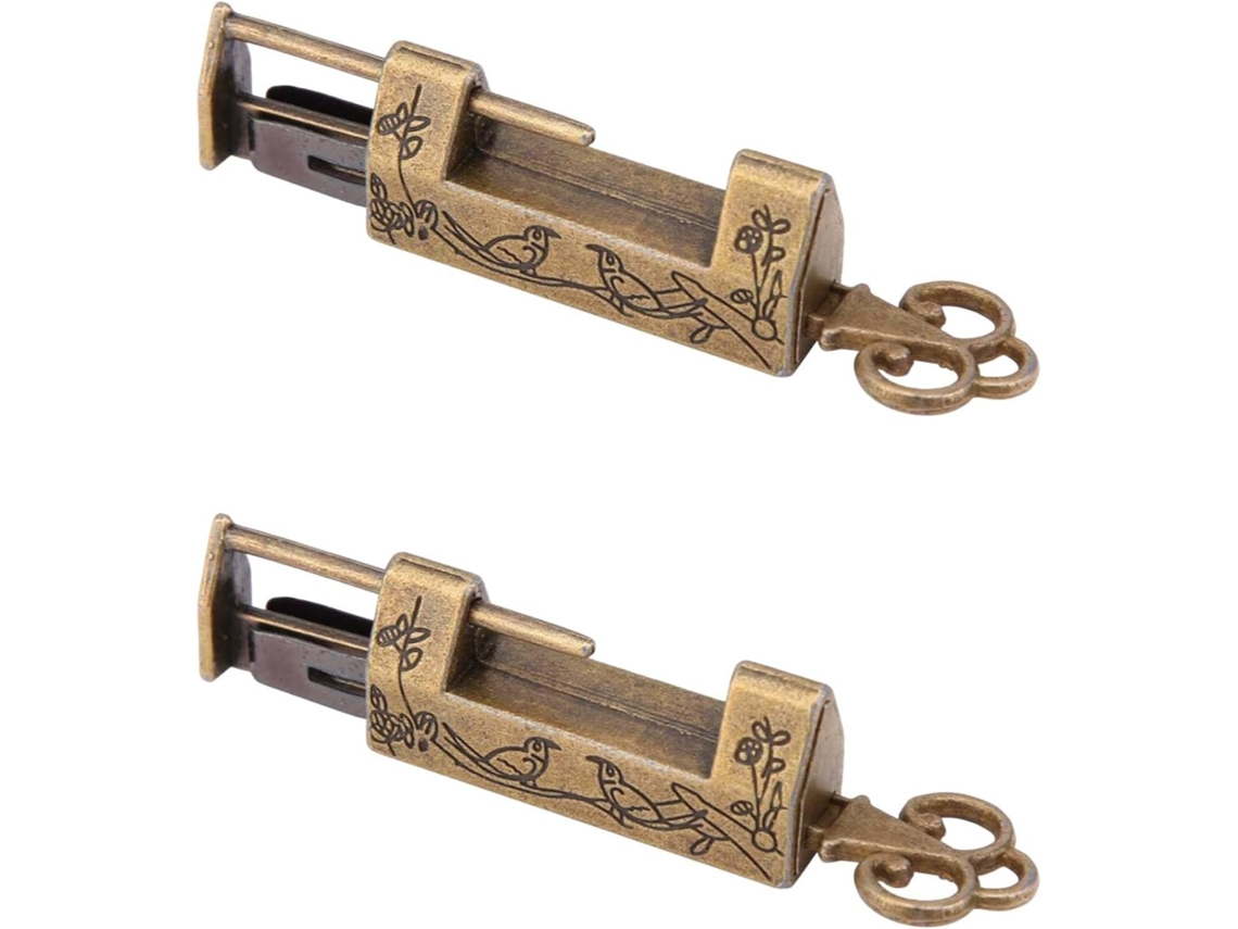 Conjunto De 2 Mini Cadeados Estilo Chinês, Cadeado Tradicional Com Flor