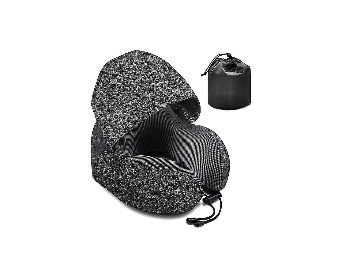 Travesseiro De Viagem Com Capuz, Em Formato U, Para Escritório, Avião, Apoio Cabeça, Pescoço, Cochilo Preto. Aquaforge
