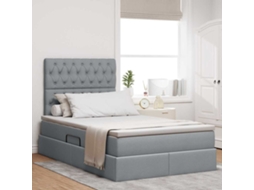 Vidaxl Cama De Armazenamento Led Com Colchão Cinzento-claro