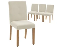 Conjunto de 4 Cadeiras de Jantar Cadeiras Modernas para Cozinha Encosto Alto Estofadas em Veludo Assento Acolchoado 44x56x90 Cm Bege Ge
