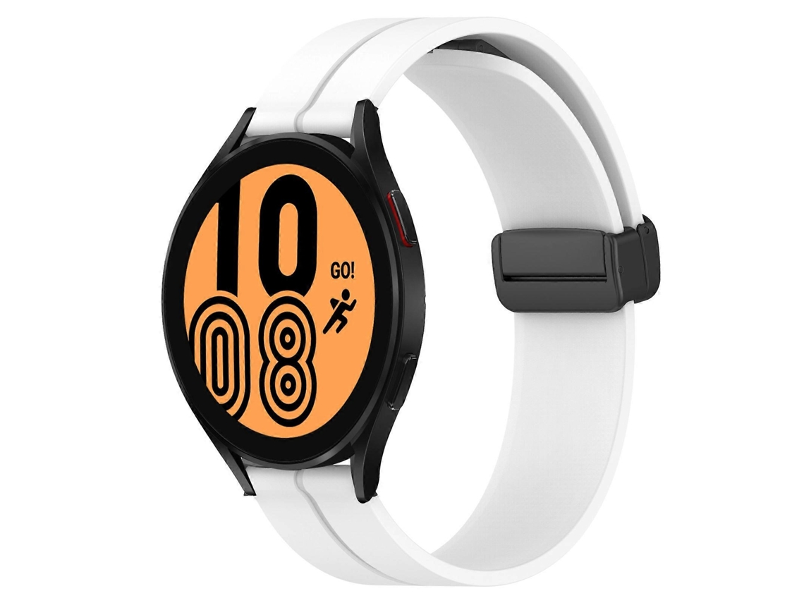 Pulseira De Silicone Com Fecho Magnético, Cor Sólida, Para Samsung Galaxy Watch4 (44 Mm X 20 Mm).