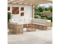 Vidaxl Conjunto De Sofás Para Exterior 12 Pcs Natural E Branco Creme