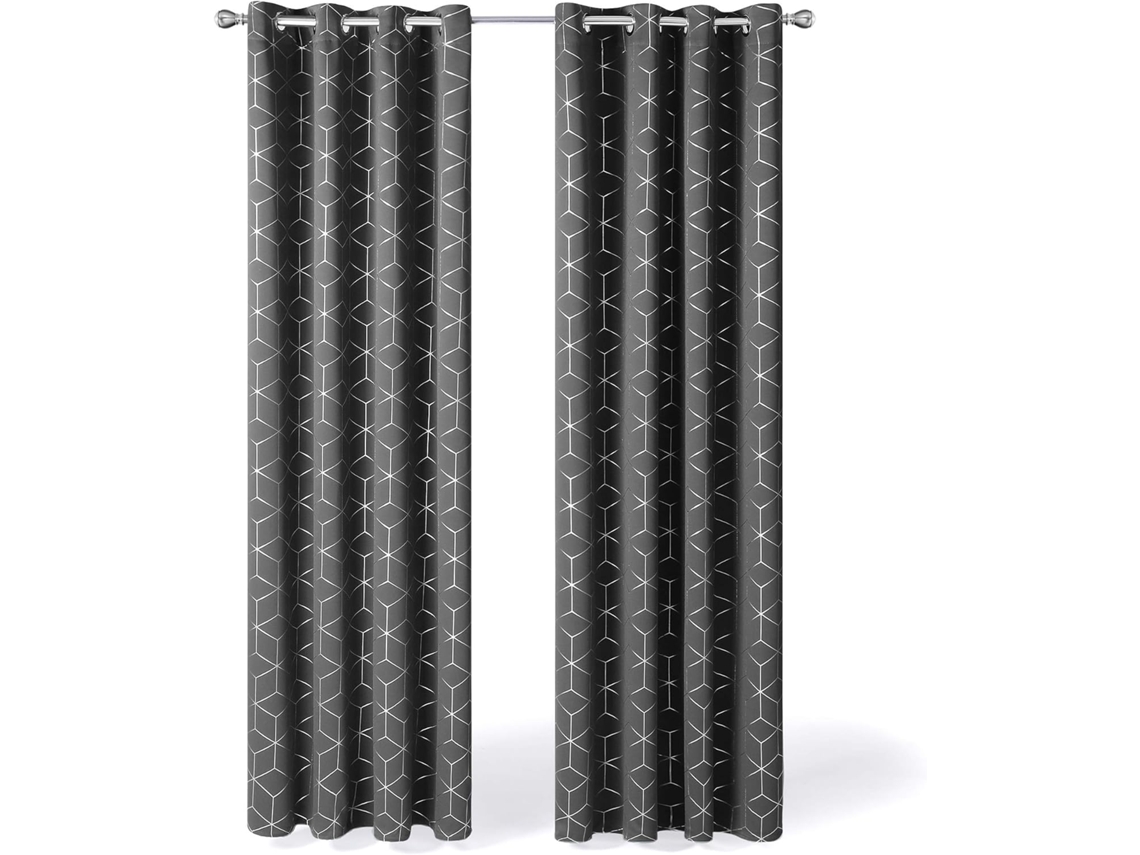 Cortina Blackout Térmica, Para Quarto, Ilhós, Lavável, Conjunto 2 Peças, 140 X 260 Cm, Cinza Claro