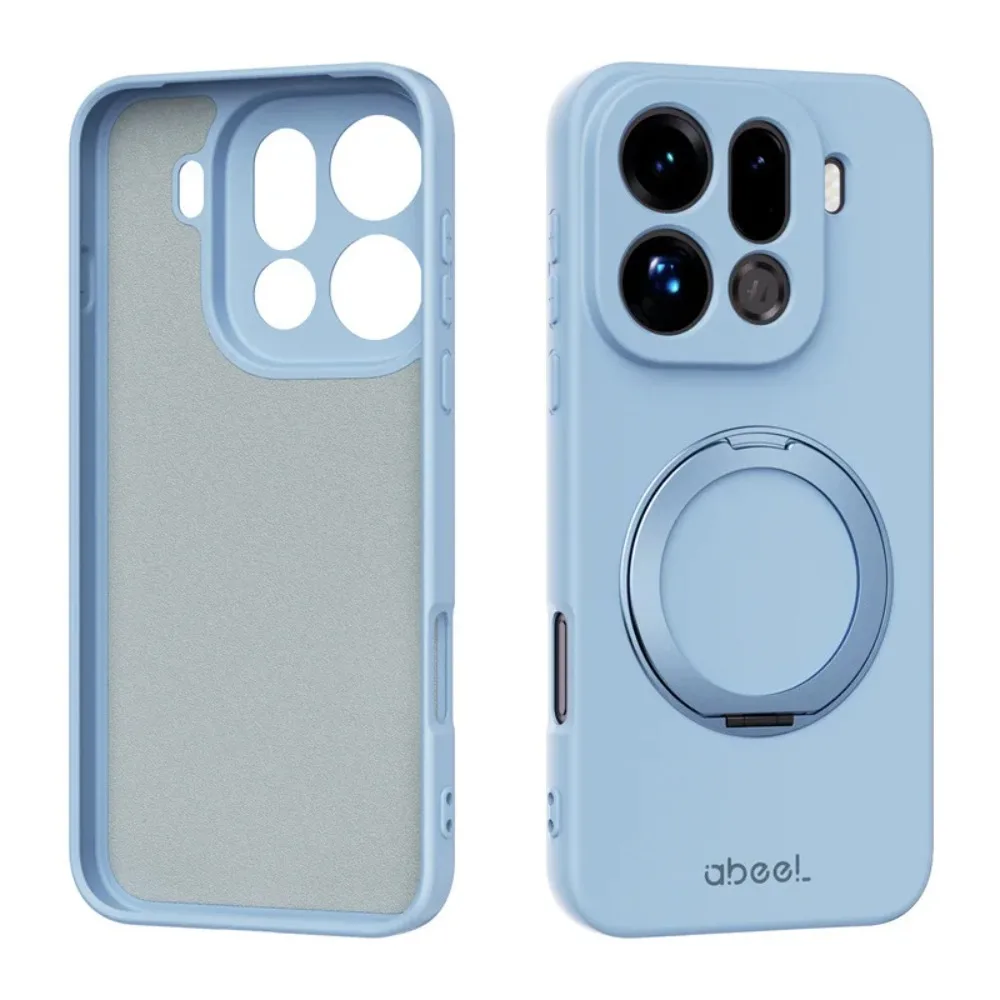 (azul Claro, Oppo Find X9) Capa Macia De Silicone Líquido Skin-friendly Com Suporte De Anel De Sucção Magnética 360° Para Proteção Total