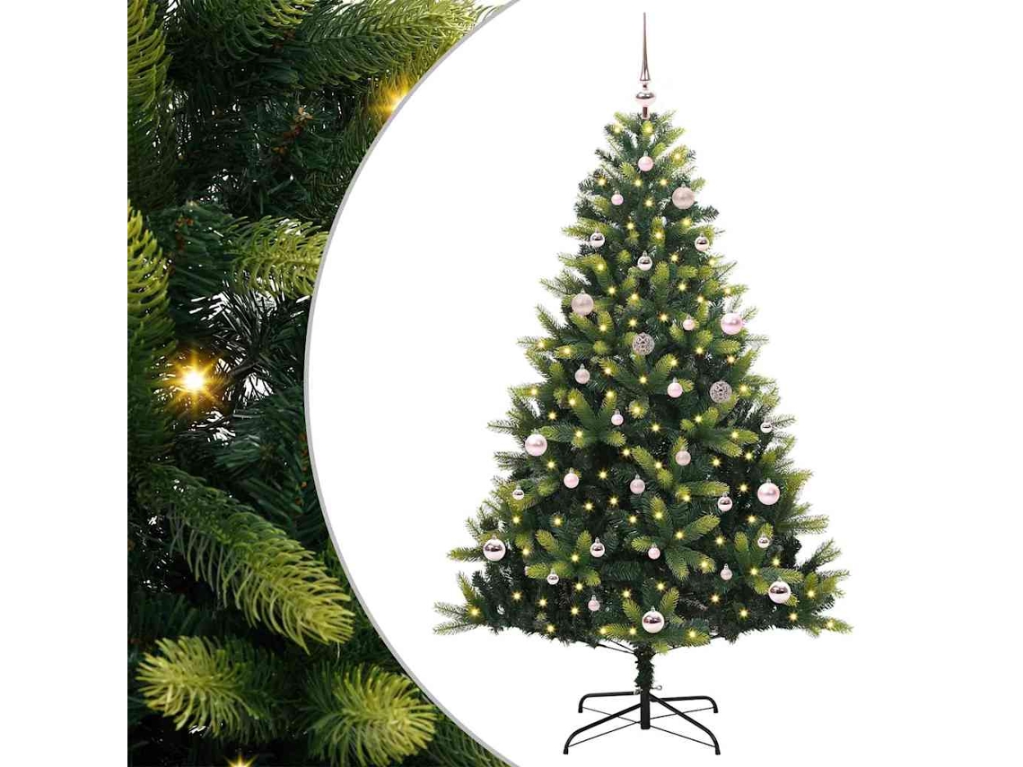 Árvore De Natal Artificiál Dobrável Com Luzes Led Vidaxl Verde Pvc (150 Cm)