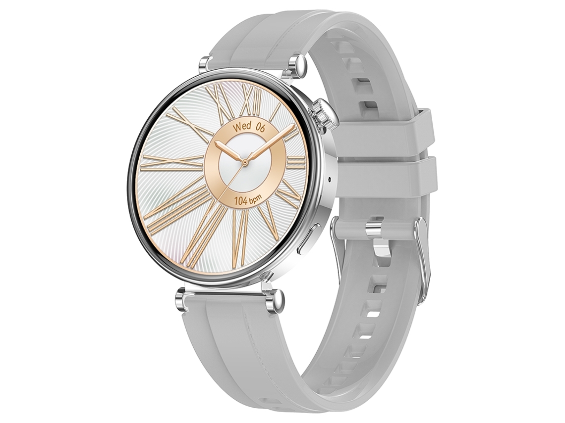 Smartwatch Feminino com Chamadas Bluetooth Tela Amoled de 1 32 Polegadas Vários Modos Esportivos e Design Moderno Cinza YEMAESRE