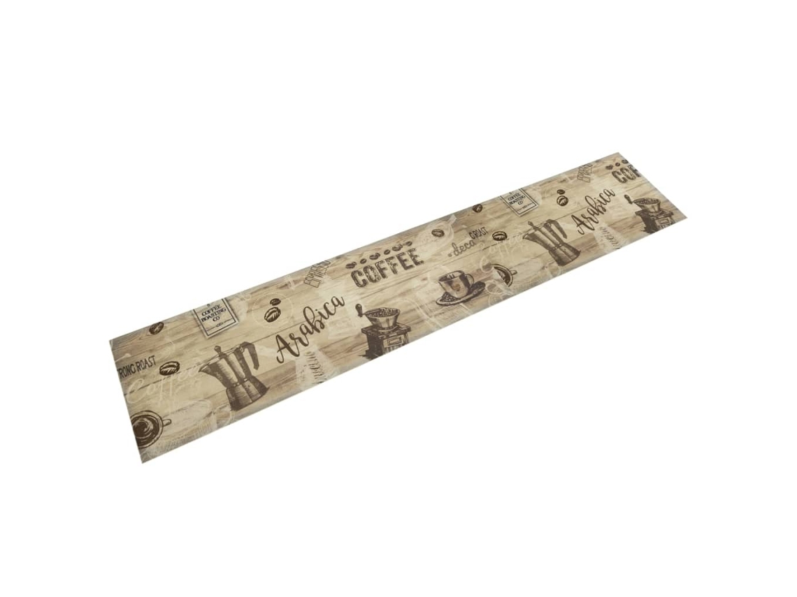 Vidaxl Tapete De Cozinha Lavável 60x300 Cm Veludo Padrão Café Castanho