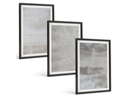 Conjunto De Pinturas Texturas Minimalistas Modernas Moldura Preta Pinturas De Quarto Espelharte (3 Piezas De 40x60 Cm)