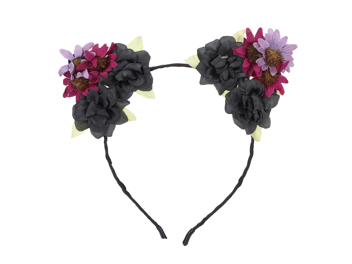 2026 gorrito de Pelo com Flores Diadema Boho de Girassol Acessório de Ouvido para Cabeça para Adultos e Crianças Preto Vermelho Escuro