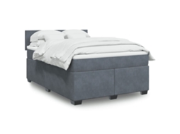 Vidaxl Cama Com Molas/colchão 140x190 Cm Veludo Cinzento-escuro