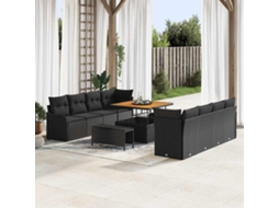 Vidaxl Conjunto De Sofá De Jardim 11 Unid. 10-número De Lugares Preto