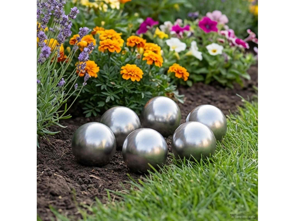 Vidaxl Bola Escovada 6 Unid. Ø 7,5 Cm Prateado Aço Inoxidável 201