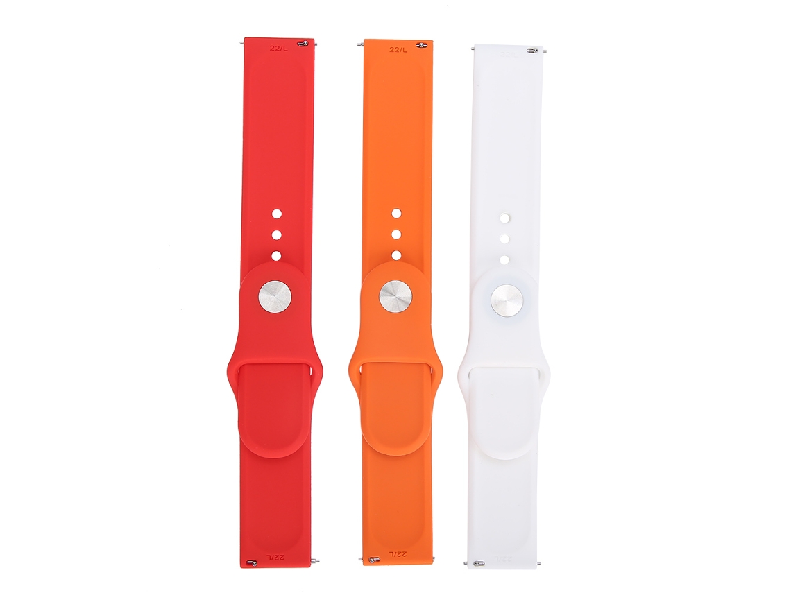 Conjunto de 3 pulseiras de silicone sólido de 22 mm para substituição.
