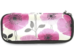 Estojo floral rosa e vermelho, grande capacidade, para marcadores, organizador, material escolar.