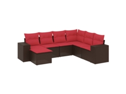Conjunto de Sofá de Jardim, 7 Peças, Almofadas, Rattan Preto MAISON EXCLUSIVE
