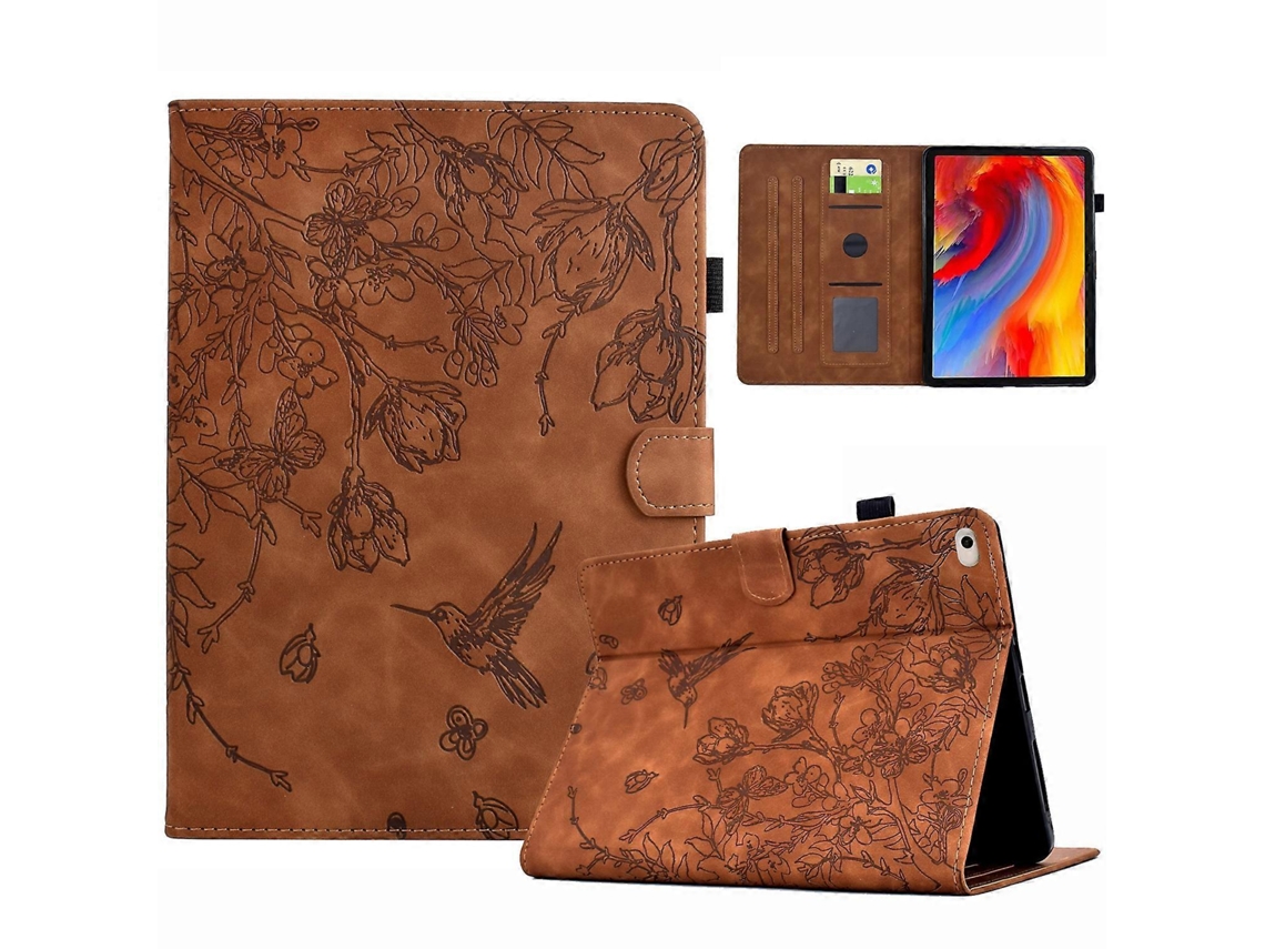 Capa de couro inteligente com estampa de flores e pássaros Webake para tablet