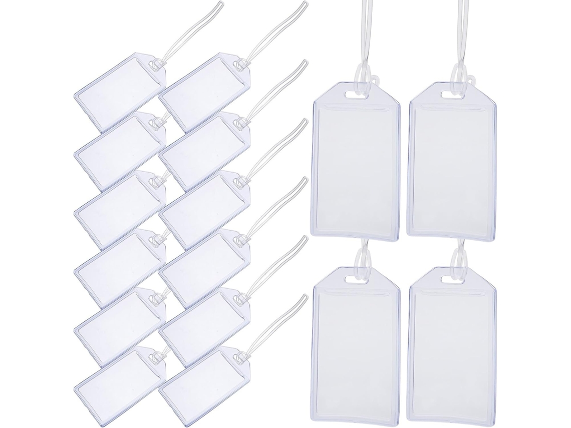 Lurelia Porta-crachá Transparente Com Cordão Em Pvc 16 Peças Para Escola E Viagens