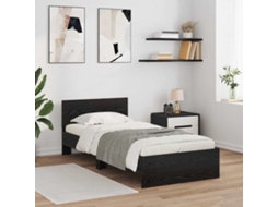 Vidaxl Estrutura Da Cama Com Fitas Led Carvalho Preto 90 X 190 Cm