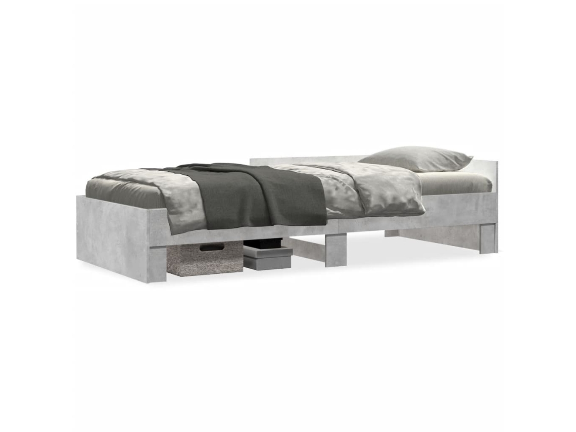 Bed Frame, Bed Frames Vidaxl Cinzeto Madeira Processada (75 X 190 Cm)