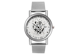Relógio eletrônico moderno em metal para mulheres e homens com pulseira ajustável (prateado)