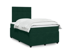 Vidaxl Cama Boxspring com Colchão 120x200 Cm Veludo Verde escuro