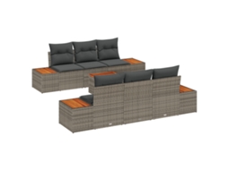 Conjunto 7 Conjunto De Sofá De Jardim Vidaxl Cinzento Vime Pe (55 X 55 X 37 Cm)