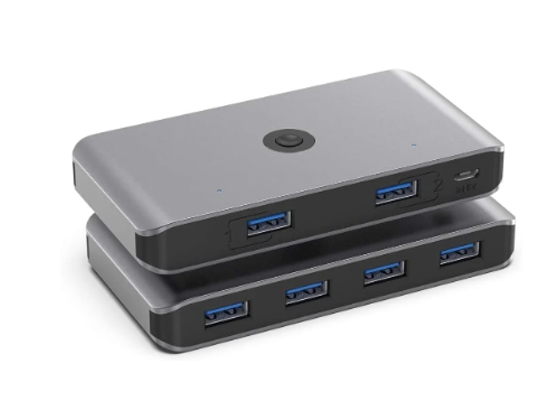 Interruptor KVM USB 3.0 4 portas para 2 unidades 2 entradas 4 saídas Interruptor USB 3.0 para impressora, teclado, mouse, unidade flash USB, scanner Lalalamoli
