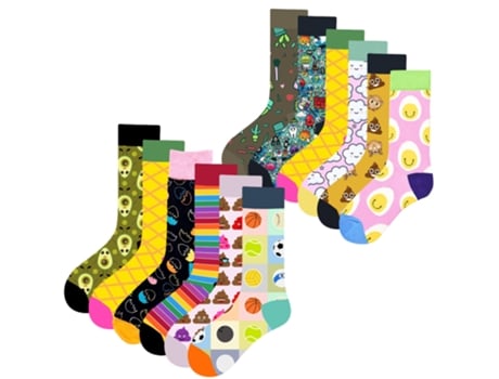 Lote de 12 pares de meias estampadas até o joelho, cores sortidas, tamanho único, tamanho 37 e 44 Mac Been