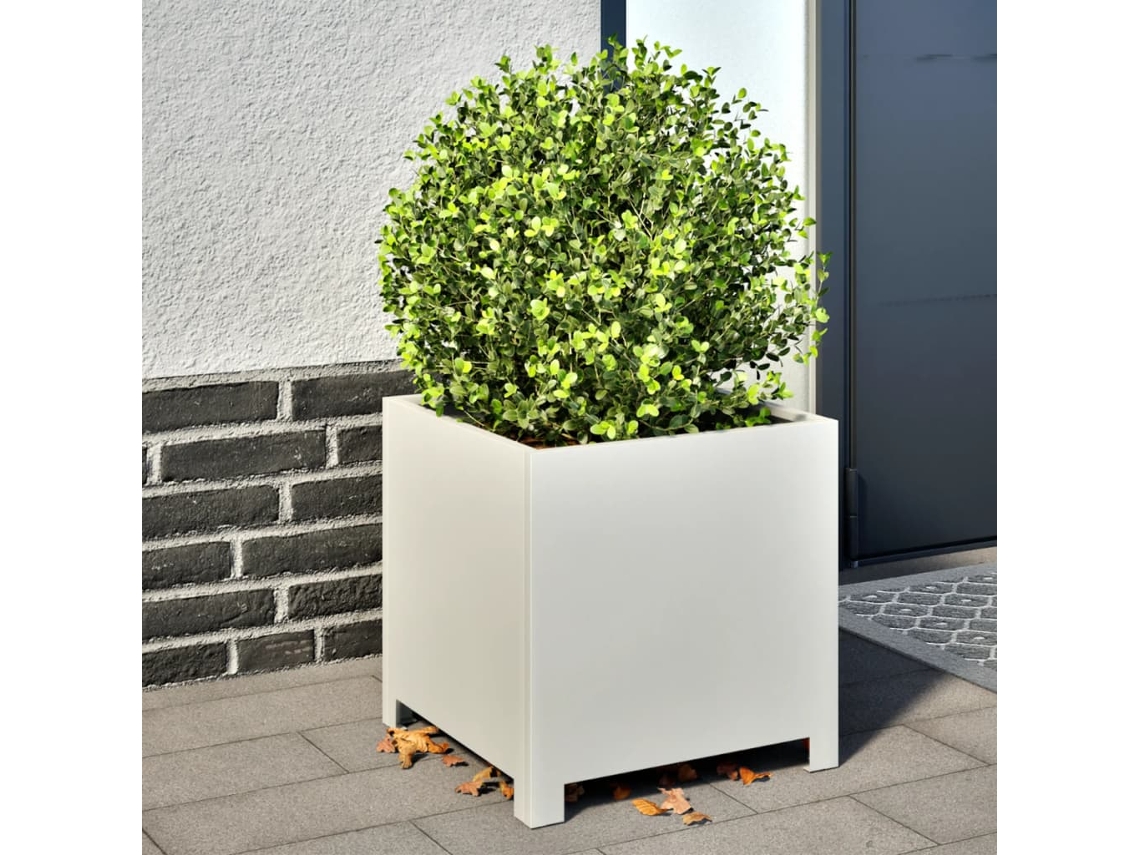 Vidaxl Vaso/floreira De Jardim 2 Pcs 40x40x40 Cm Aço Branco