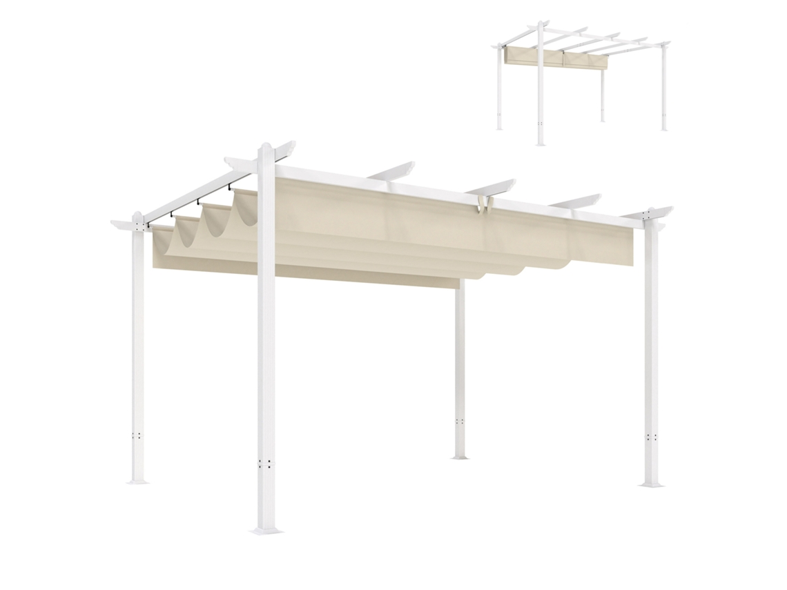 Gazebo de Jardim com Mosquiteiro, Metal, Poliéster, Cor Creme, 3x3 metros SINI TECH STORE