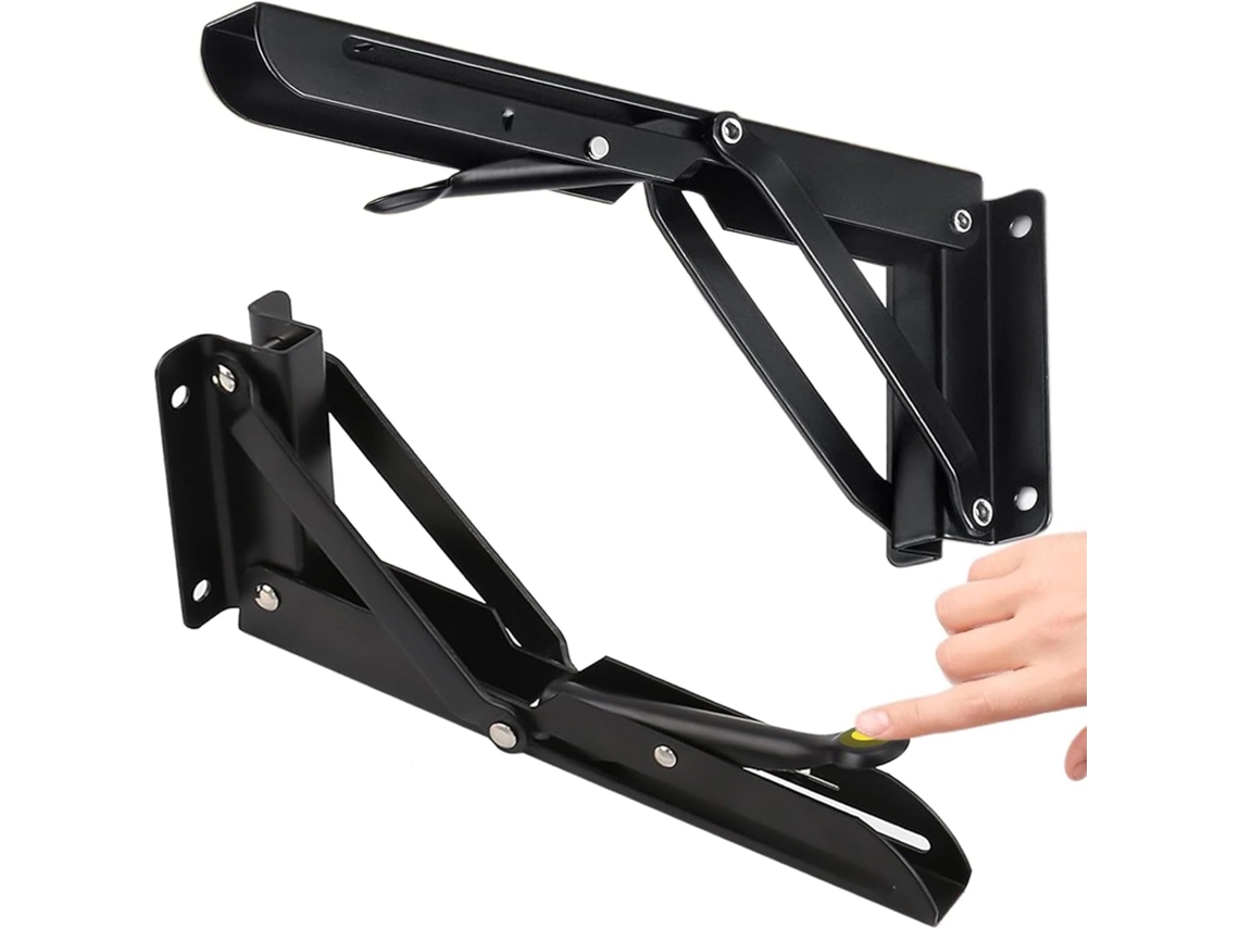 Suporte Dobrável De Alta Resistência De 300 Mm, 2 Suportes Dobráveis De 30 Cm, Suporte Dobrável Preto Zeuxo