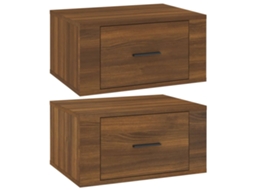 Wall-mounted Bedside Cabinet, Wall-mounted Bedside Cabinets Vidaxl Marrom Madeira Processada (n/a)