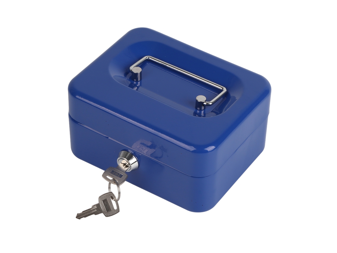 Caixa de Dinheiro Portátil LAXISCREED com Fechadura, 6 polegadas, Azul
