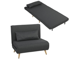 Sofá-cama Individual Com Encosto Ajustável, Almofada E Pés Dobráveis, Capacidade 120 Kg, Cinza.