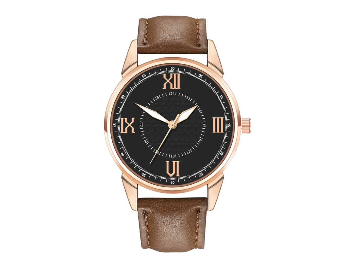 Relógio Masculino de Quartzo Casual com Cinto de Couro Artificial Estilo Moderno