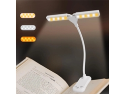 (branco) Luz De Leitura Recarregável Com Duas Cabeças, Controle Por Toque, 24 Modos, Com Clipe.
