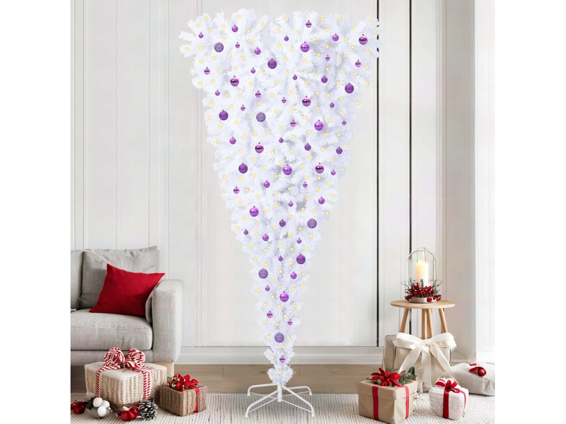 Vidaxl Árvore De Natal Artificial Com 300 Leds Branco 240 Cm Pvc E Aço