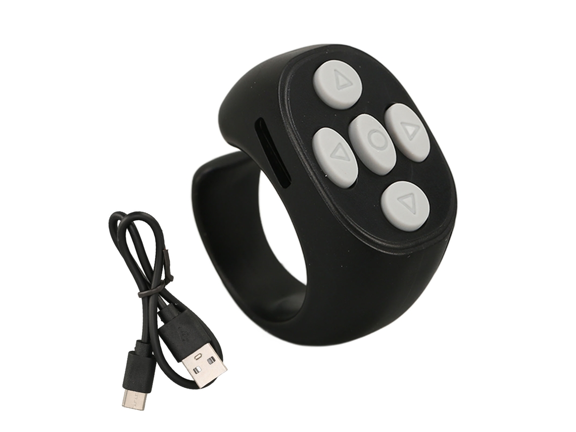 Anillo inteligente Bluetooth 5.3 con control remoto para pasar páginas y TikTok, negro | S/MARCA